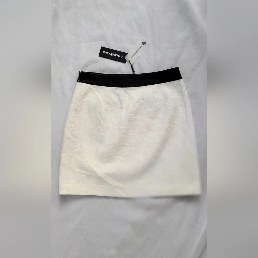 NWT! KARL LAGERFELD PARIS Cotton Women's Mixed Media Skirt Size 6 - Picture 8 of 10